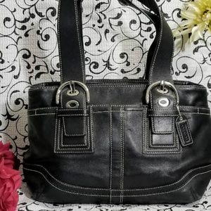COACH-BLACK LEATHER SOHO CARRY ALL TOTE